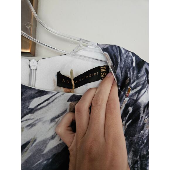 Annah Hariri White Navy Embellished Mango Modest Dress Formal Dress NWT Size 10 - Picture 6 of 12